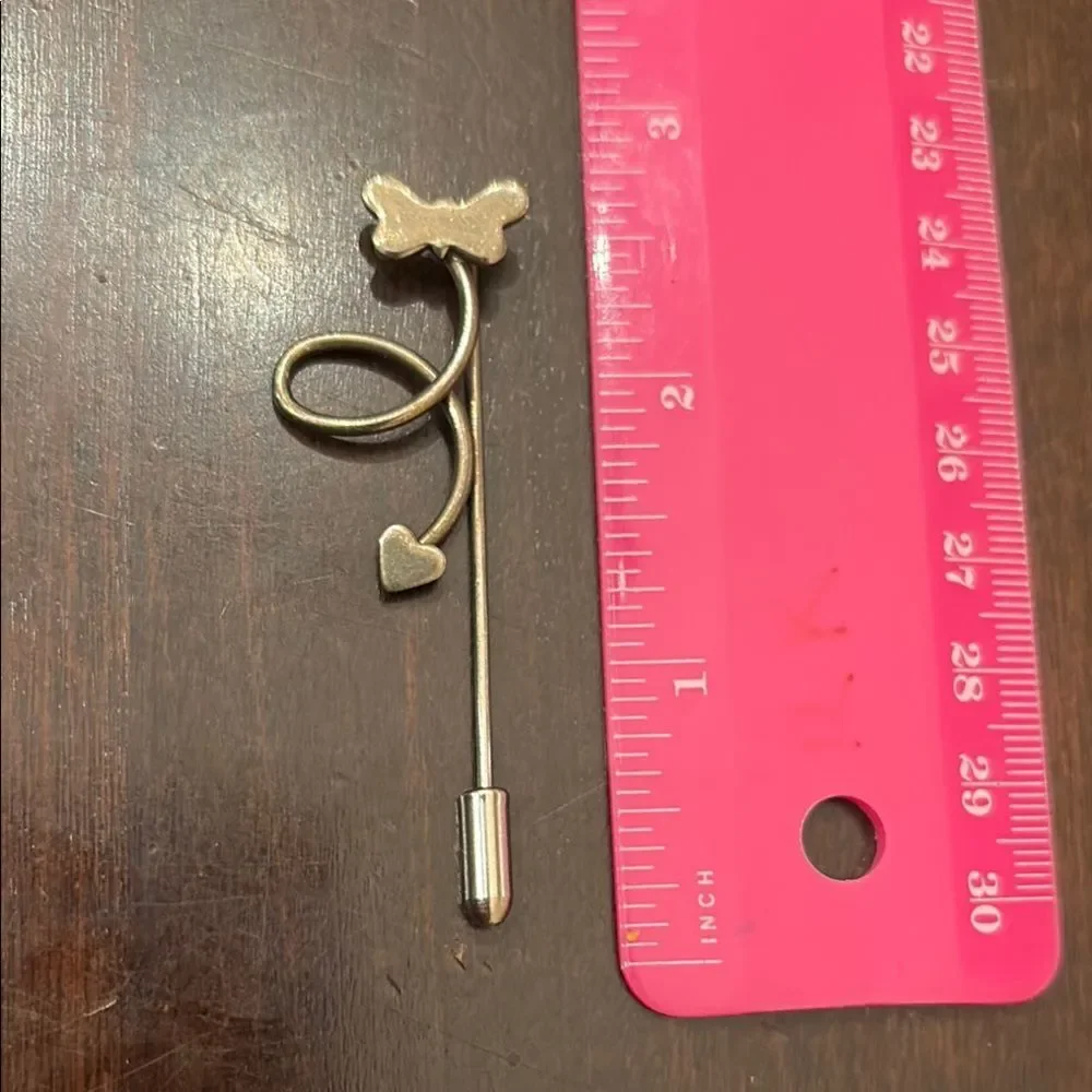 Elegant Silver Butterfly Heart Stick Pin